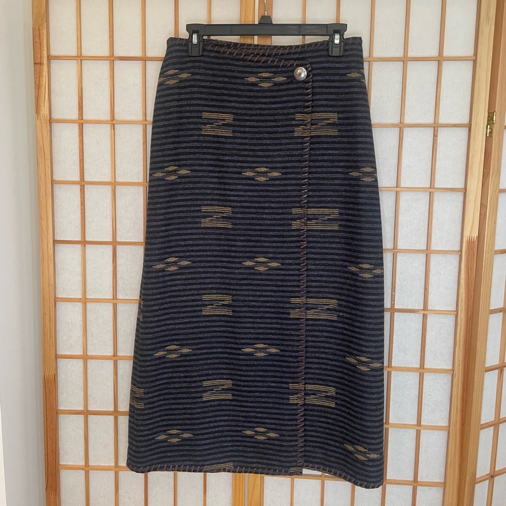 Vintage Ralph Lauren Southwest Blanket Wool Wrap Skirt
